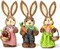 3 Pcs 13.8 Inches Easter Decorations Bunny Easter Straw Bunny Figurines Cute Rabbit Holding Carrot Straw